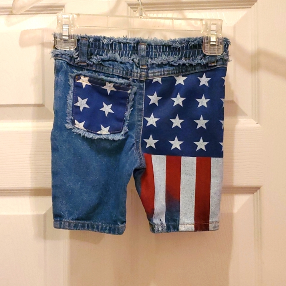 The Children's Place Denim Blue Jean Stars & Stripes Shorts